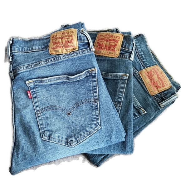 Men's 505 regular fit Levi's denim jeans 36x30 3 pairs for 60 - Picture 1 of 13